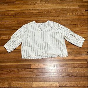 Old Navy Woven Peasant Top Blouse Shirt Boho 3/4 Sleeve Womens Sz 2XL White